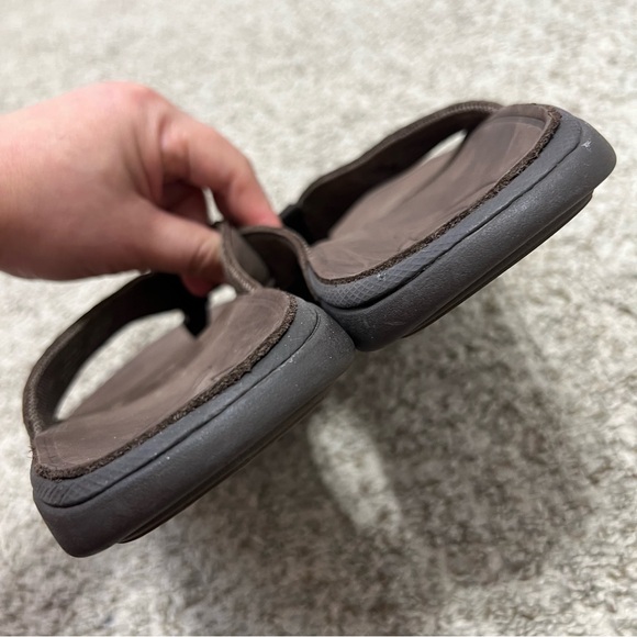 OluKai Tuahine Men’s Waterproof Leather Sandals Dark Wood Size 10 main image 7